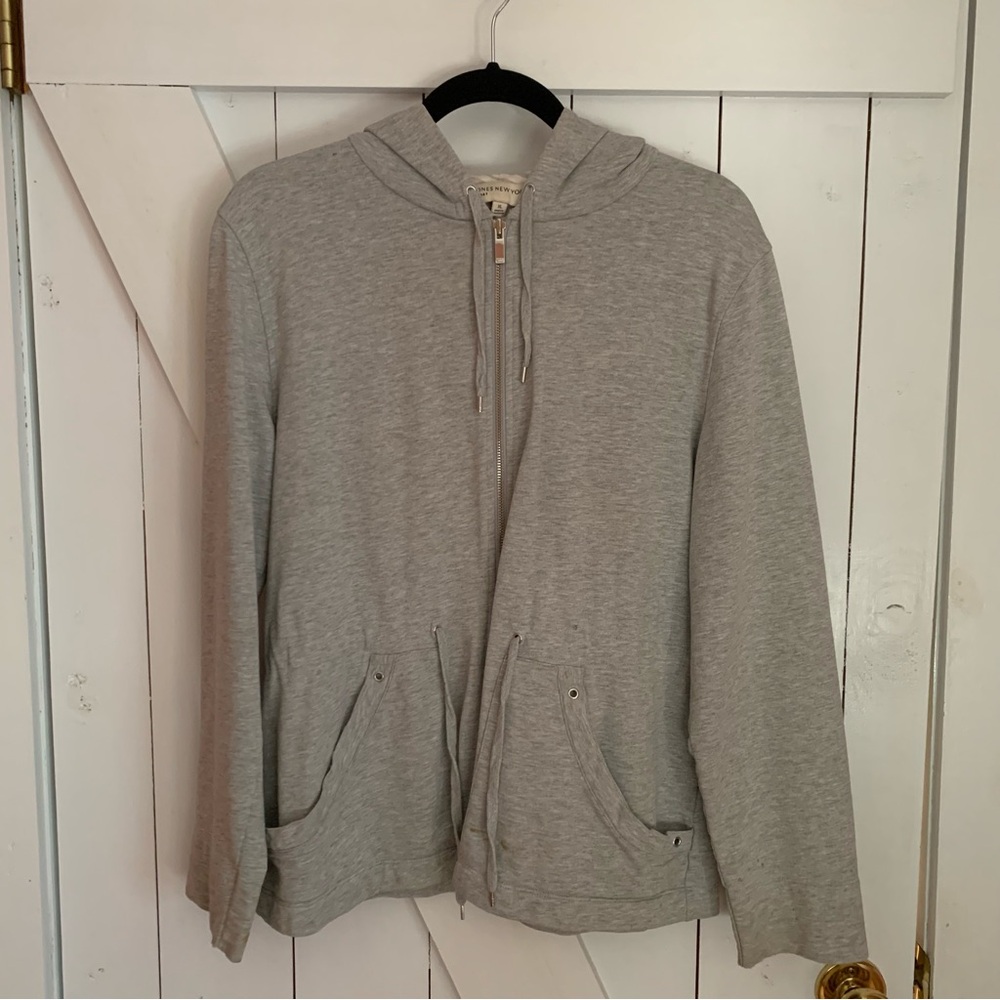 Grey Zip Hooded Jacket Bespoke Artist Distressed Jacket Chore Jacket Avant Garde